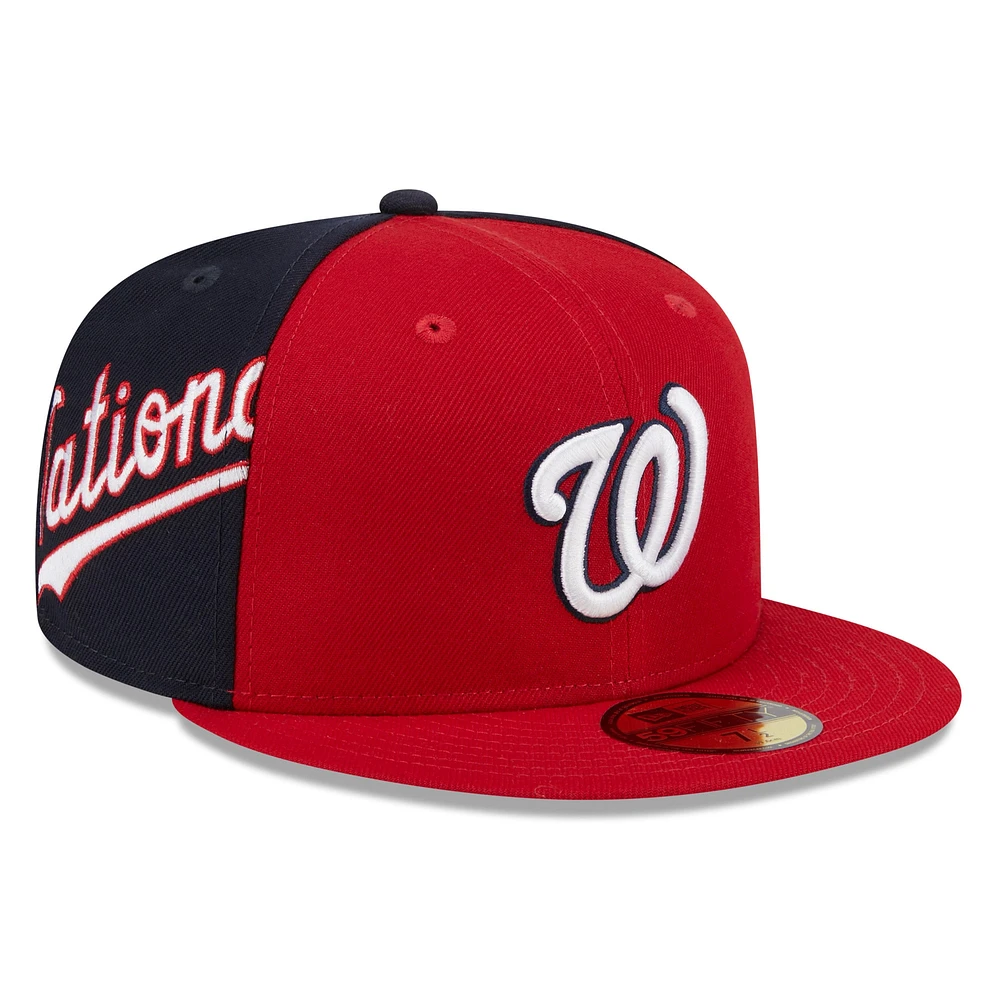 Casquette ajustée 59FIFTY New Era pour hommes, rouge/bleu marine, Washington Nationals Gameday Sideswipe