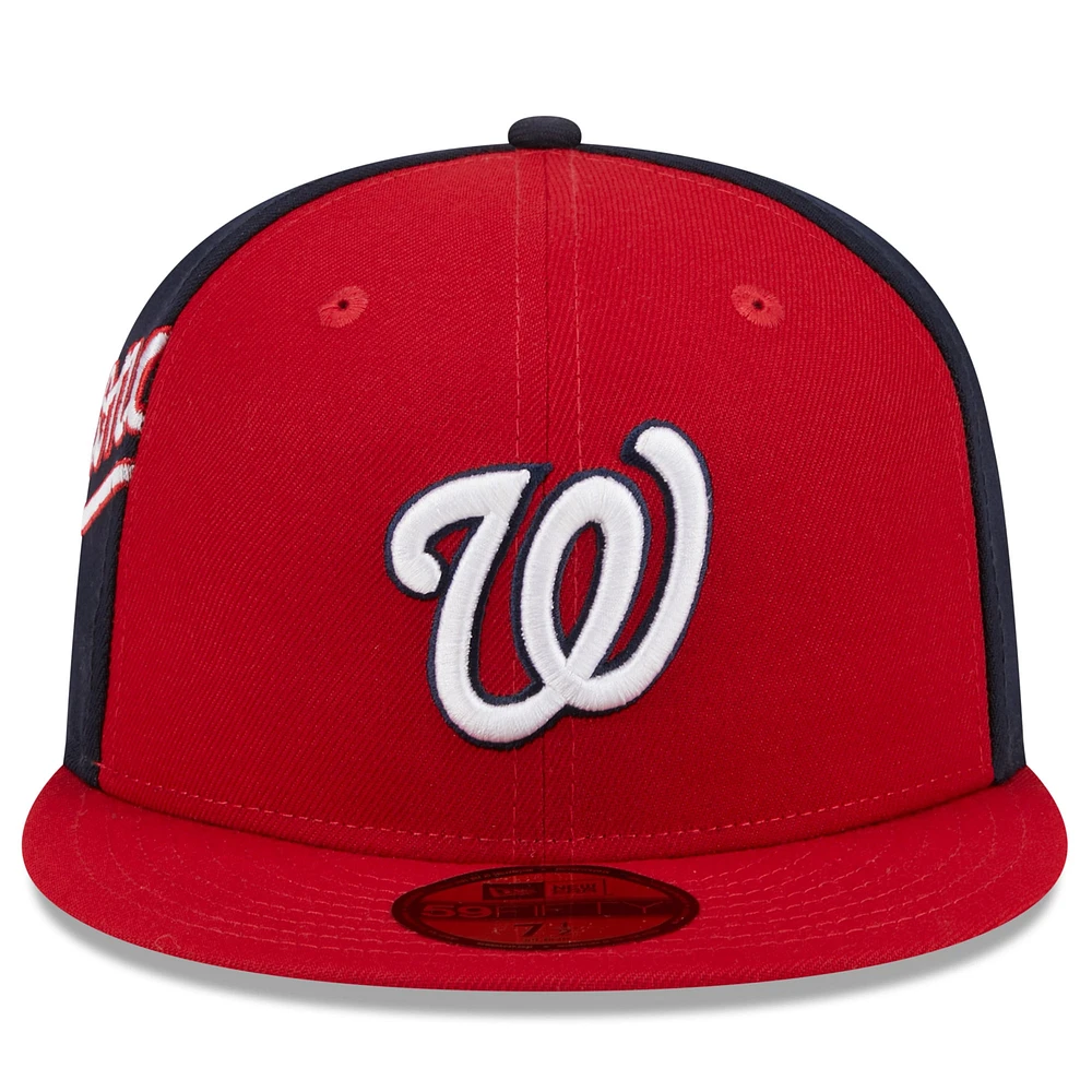 Men's New Era Red/Navy Washington Nationals Gameday Sideswipe 59FIFTY Fitted Hat