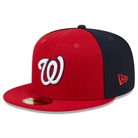 Casquette ajustée 59FIFTY New Era pour hommes, rouge/bleu marine, Washington Nationals Gameday Sideswipe