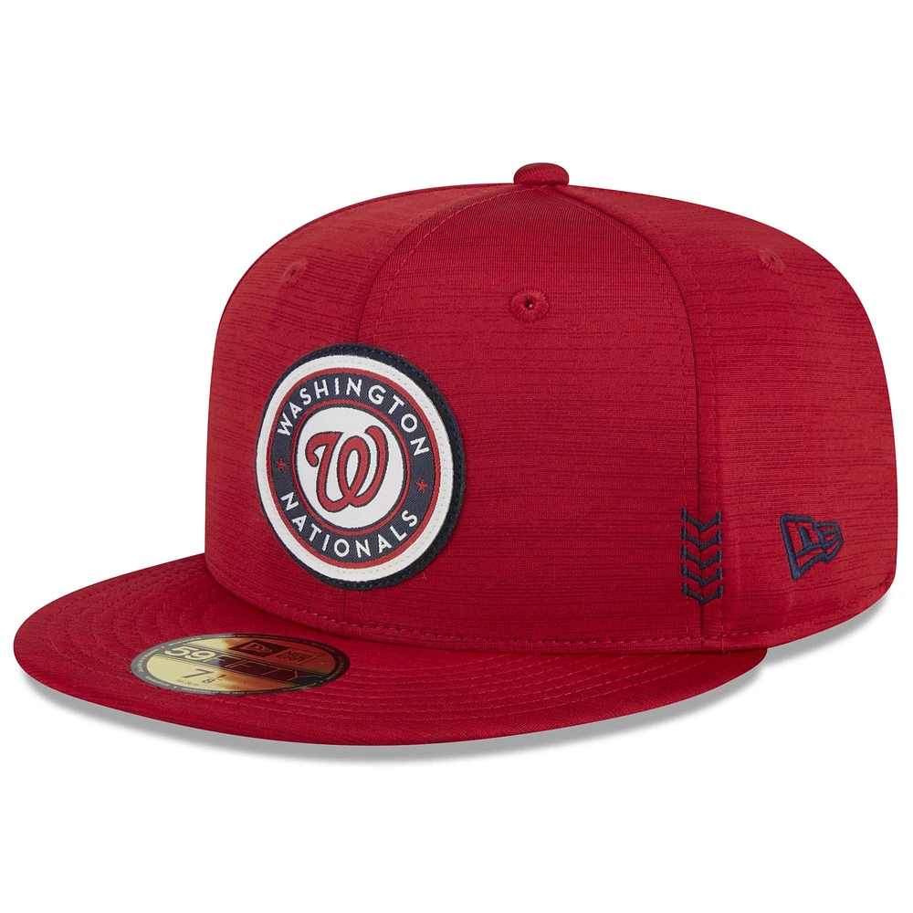 Casquette ajustée 59FIFTY rouge Washington Nationals 2024 Clubhouse New Era pour homme