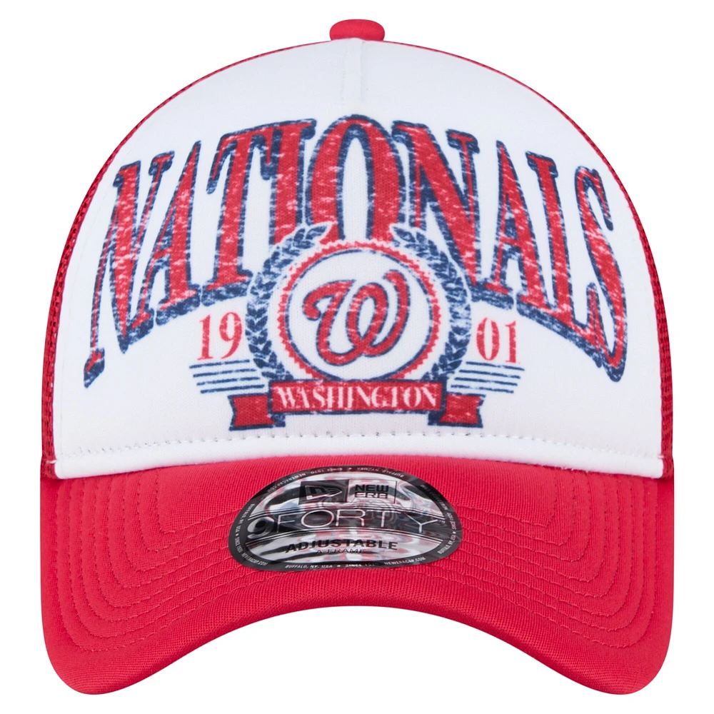 Casquette camionneur ajustable New Era 9FORTY A-Frame rouge Washington Nationals pour homme