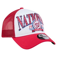 Casquette camionneur ajustable New Era 9FORTY A-Frame rouge Washington Nationals pour homme