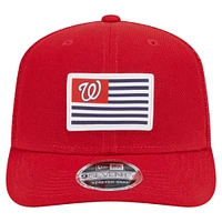 Casquette extensible à bouton-pression New Era 9SEVENTY rouge avec drapeau des Nationals de Washington pour homme
