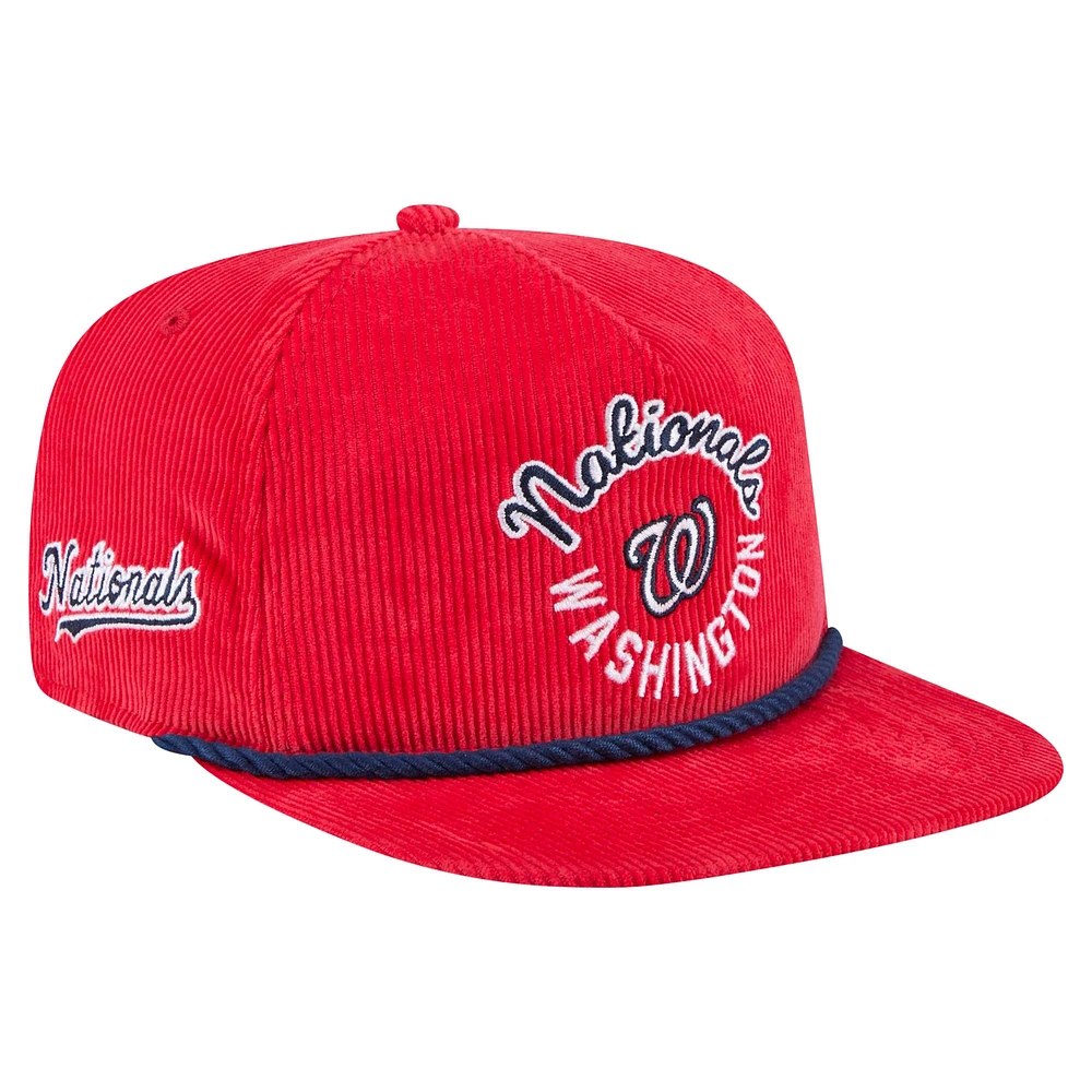 Men's New Era  Red Washington Nationals Full Circle Corduroy Golfer Adjustable Hat