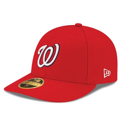 Casquette ajustée 59FIFTY à profil bas pour homme New Era Red Washington Nationals Game Authentic Collection On-Field