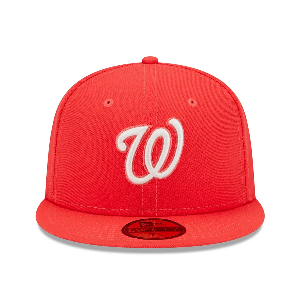 Casquette ajustée 59FIFTY avec logo Lava Highlighter des Washington Nationals New Era pour homme, rouge