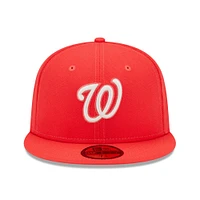 Casquette ajustée 59FIFTY avec logo Lava Highlighter des Washington Nationals New Era pour homme, rouge