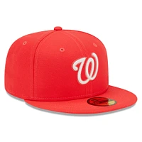 Casquette ajustée 59FIFTY avec logo Lava Highlighter des Washington Nationals New Era pour homme, rouge