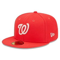 Casquette ajustée 59FIFTY avec logo Lava Highlighter des Washington Nationals New Era pour homme, rouge