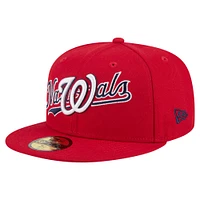 Casquette ajustée Overlap 59FIFTY rouge des Washington Nationals de New Era pour homme