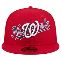 Casquette ajustée Overlap 59FIFTY rouge des Washington Nationals de New Era pour homme