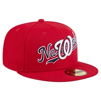 Casquette ajustée Overlap 59FIFTY rouge des Washington Nationals de New Era pour homme