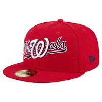 Casquette ajustée Overlap 59FIFTY rouge des Washington Nationals de New Era pour homme