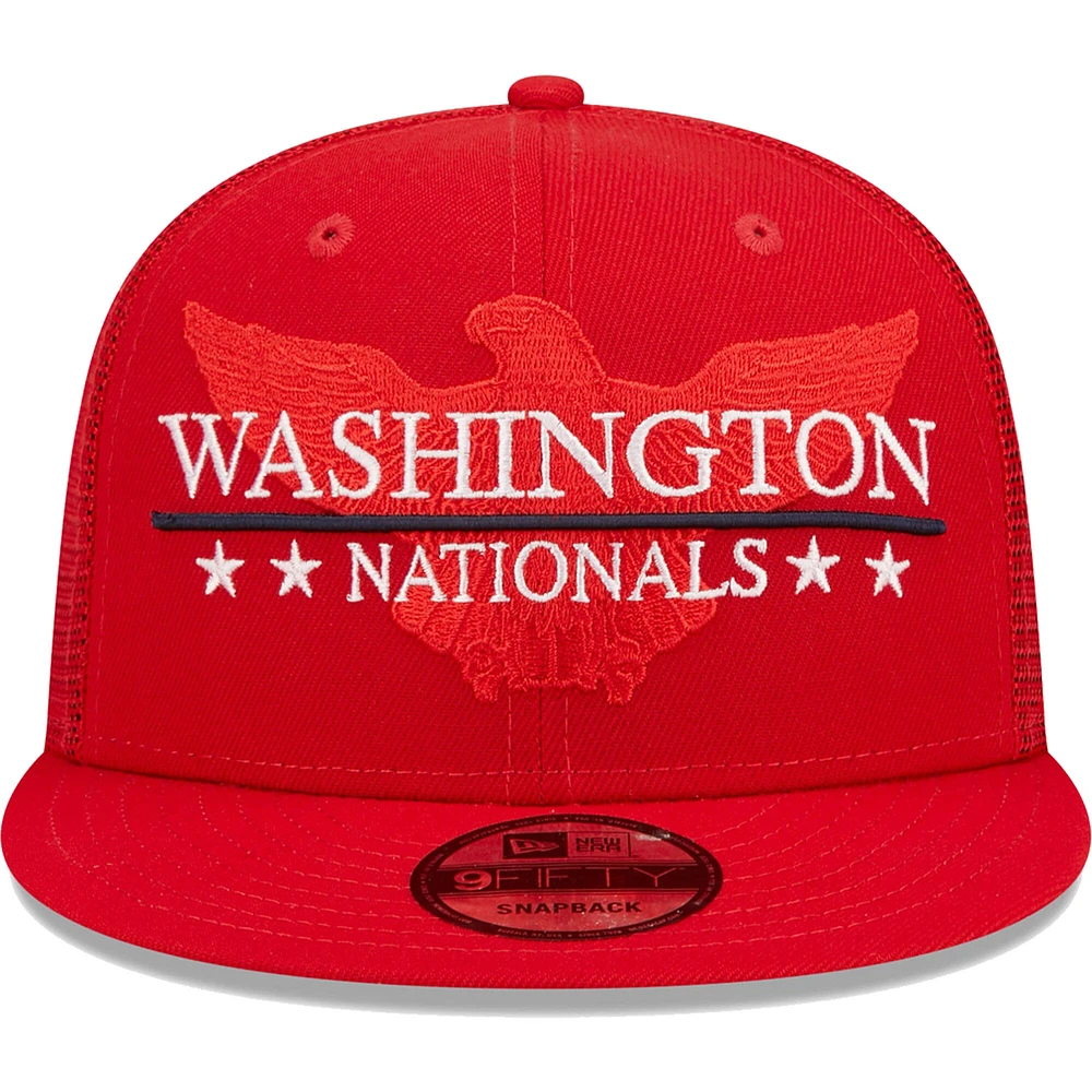 Casquette Snapback 9FIFTY Patriot Trucker rouge des Washington Nationals New Era pour homme