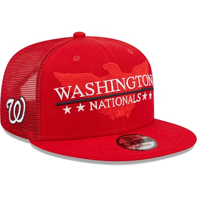 Casquette Snapback 9FIFTY Patriot Trucker rouge des Washington Nationals New Era pour homme