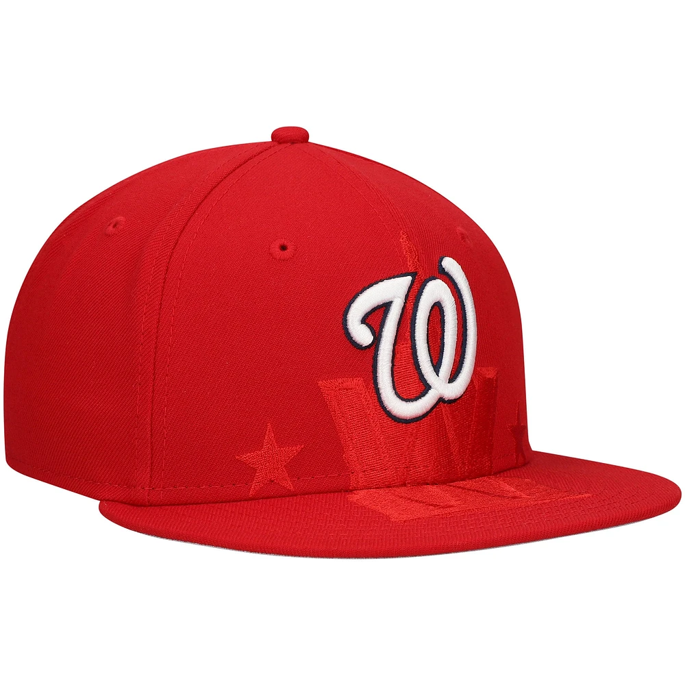 Casquette ajustée 59FIFTY rouge avec logo ombré des Washington Nationals New Era pour hommes