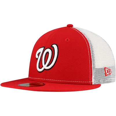 Men's New Era Red Washington Nationals Team Color 59FIFTY Trucker Fitted Hat