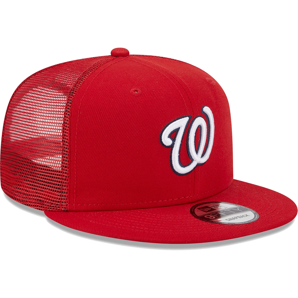 Men's New Era Red Washington Nationals Team Color Trucker 9FIFTY Snapback Hat