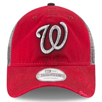 Men's New Era Red Washington Nationals Team Rustic 9TWENTY Trucker Adjustable Hat