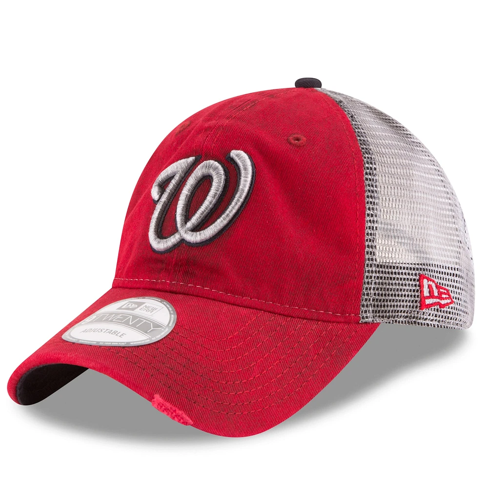 Men's New Era Red Washington Nationals Team Rustic 9TWENTY Trucker Adjustable Hat