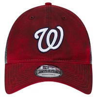 Men's New Era Red Washington Nationals Team Slick Trucker 9TWENTY Adjustable Hat