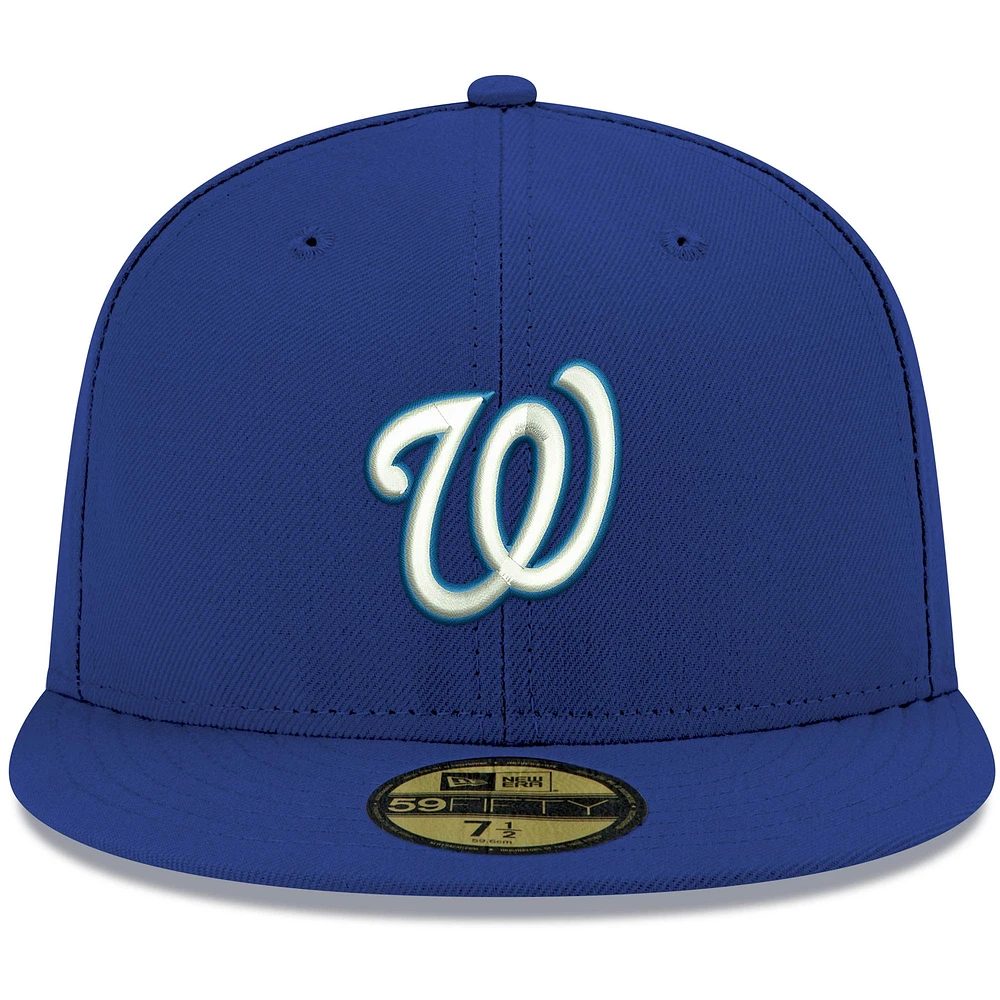 Casquette ajustée 59FIFTY blanche avec logo Royal Washington Nationals New Era pour homme