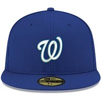 Casquette ajustée 59FIFTY blanche avec logo Royal Washington Nationals New Era pour homme