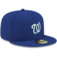 Casquette ajustée 59FIFTY blanche avec logo Royal Washington Nationals New Era pour homme