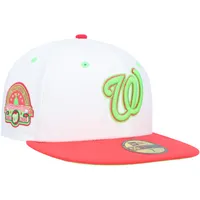 Casquette ajustée 59FIFTY Strawberry Lolli des Nationals de Washington Robert F. Kennedy Memorial Stadium New Era pour homme, blanc/corail