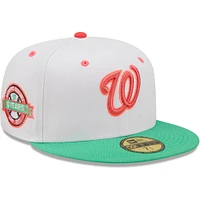 Men's New Era White/Green Washington Nationals 10th Anniversary Watermelon Lolli 59FIFTY Fitted Hat