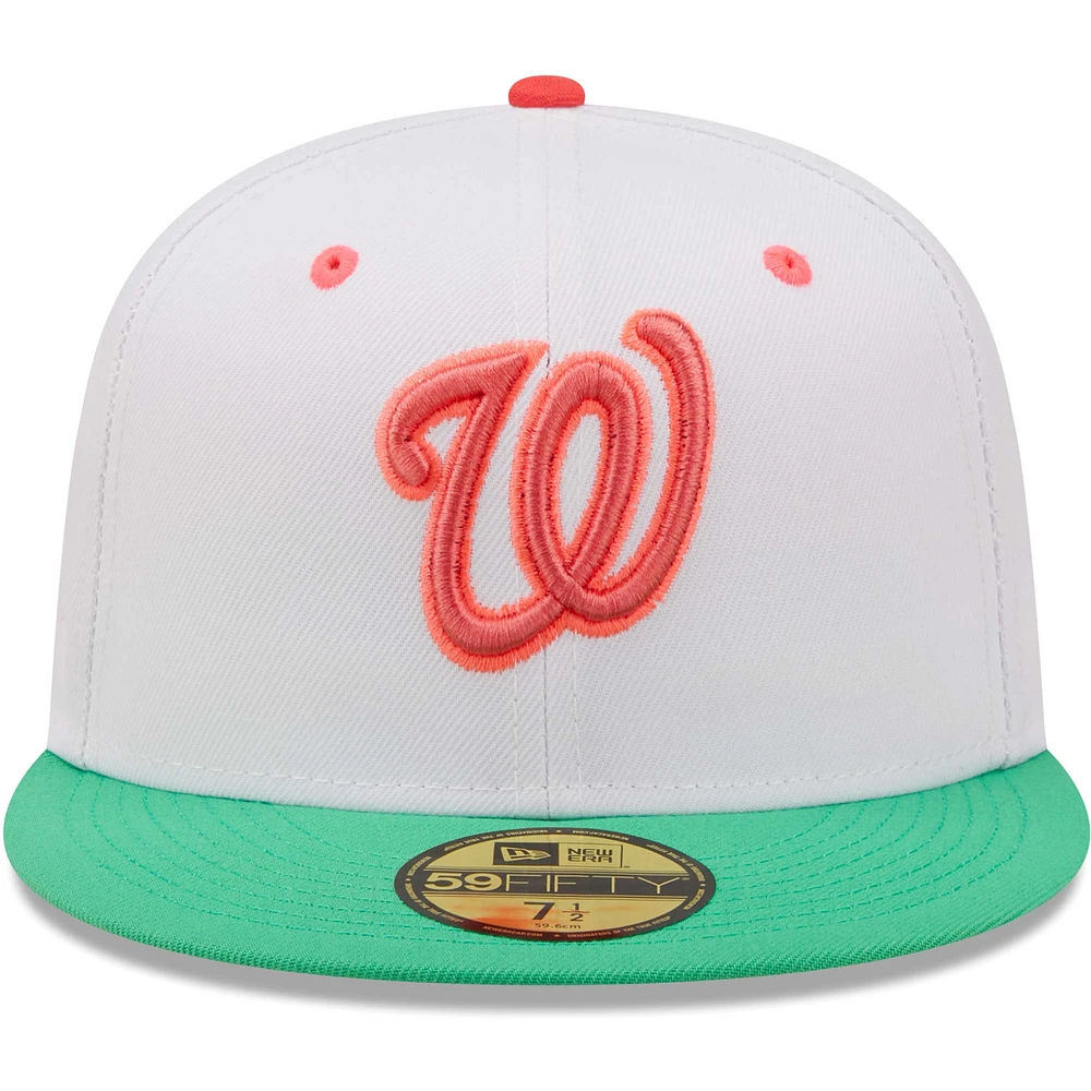 Men's New Era White/Green Washington Nationals 10th Anniversary Watermelon Lolli 59FIFTY Fitted Hat