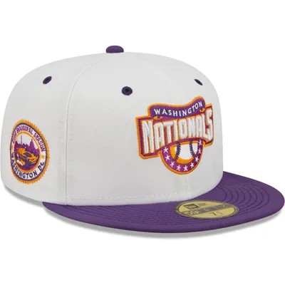 Men's New Era White/Purple Washington Nationals 2008 Park Inaugural Season Grape Lolli 59FIFTY Fitted Hat