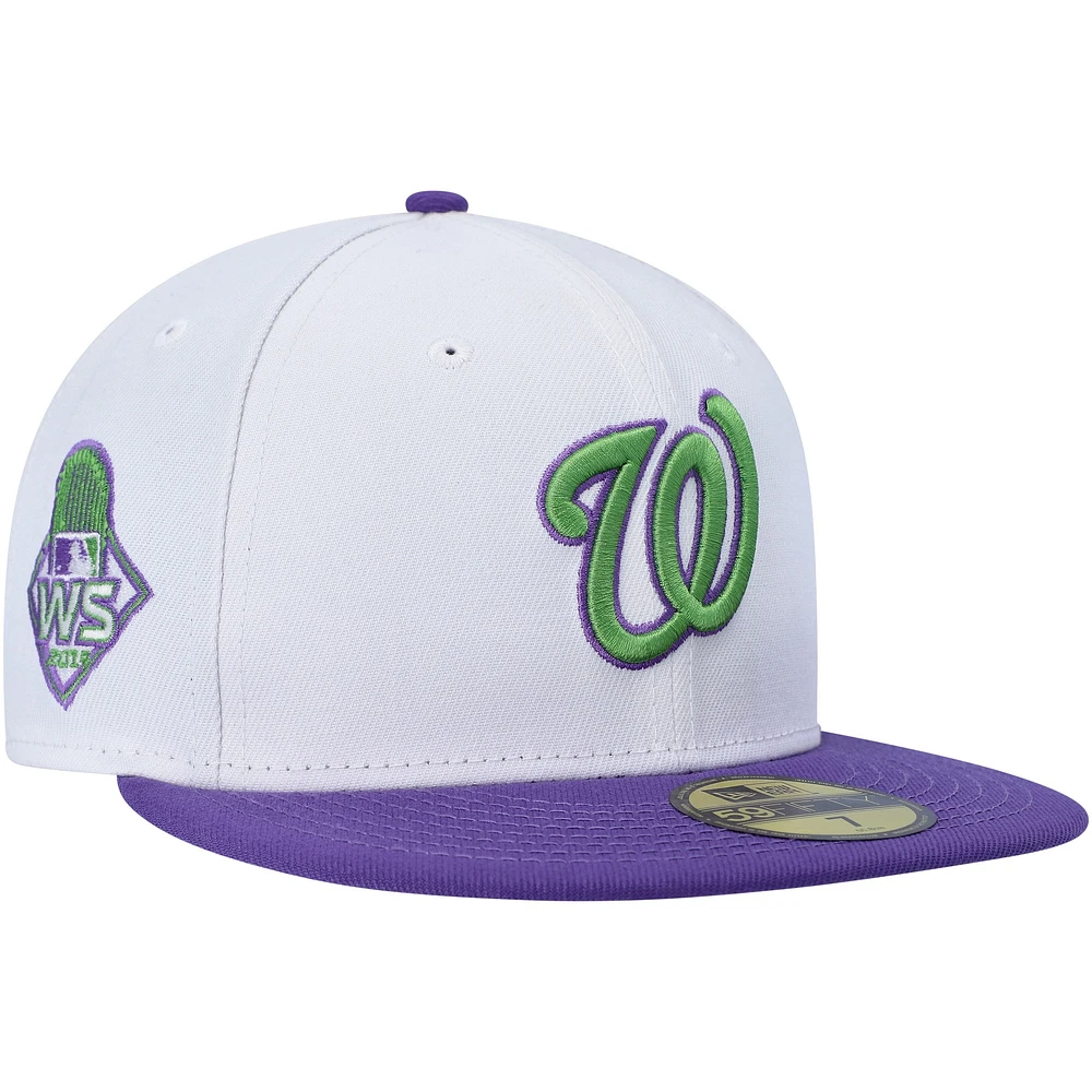 Casquette ajustée 59FIFTY pour homme avec écusson latéral des Washington Nationals New Era blanche