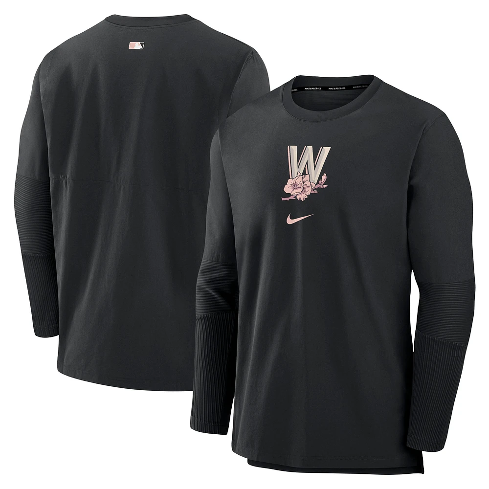 Men's Nike Black Washington Nationals Authentic Collection City Connect Player Tri-Blend Performance Pullover Jacket