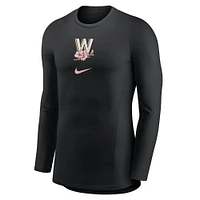 Men's Nike  Black Washington Nationals City Connect Base Layer Raglan Long Sleeve Performance T-Shirt