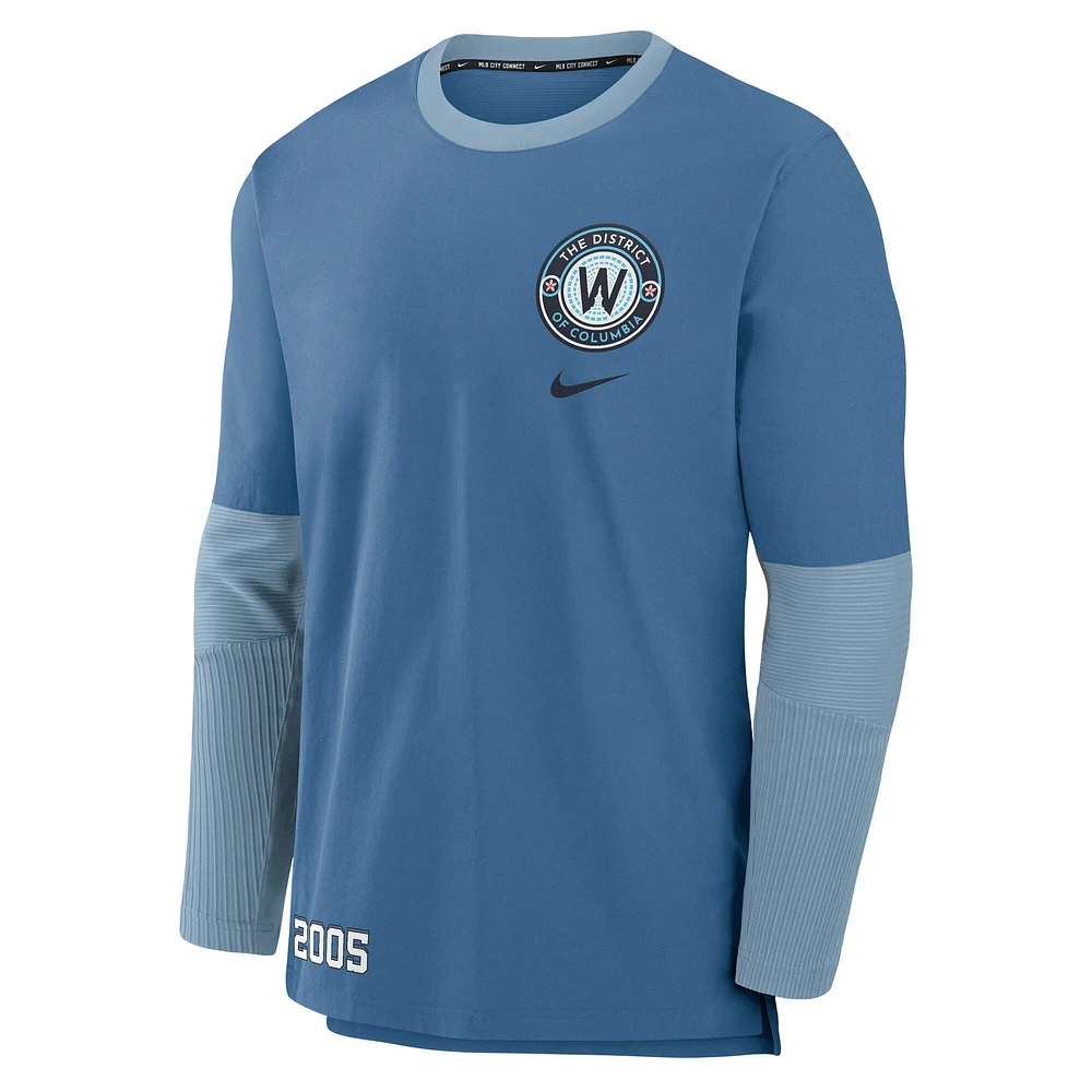 T-shirt Nike bleu à manches longues City Connect Authentic Collection 2025 des Washington Nationals pour homme