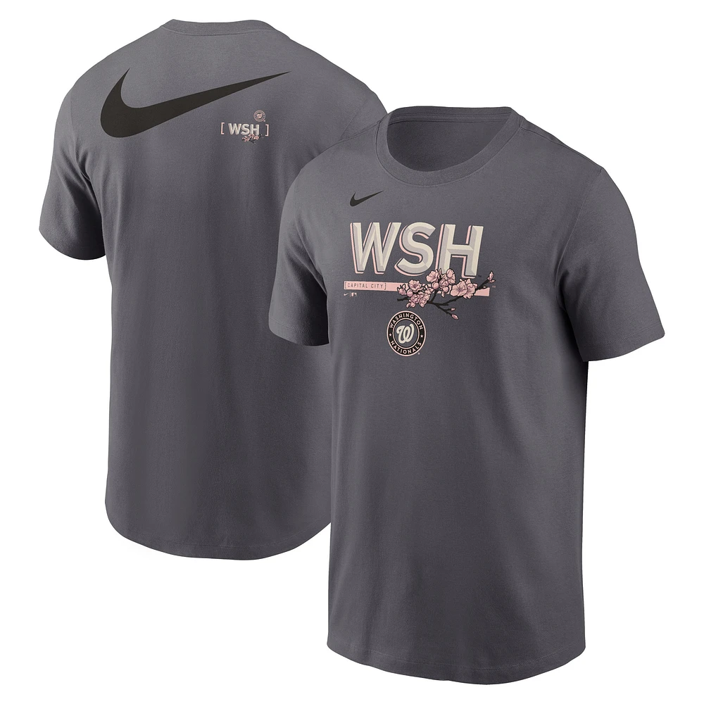 T-shirt Nike Charcoal Washington Nationals 2-Hit Speed ​​City Connect pour homme