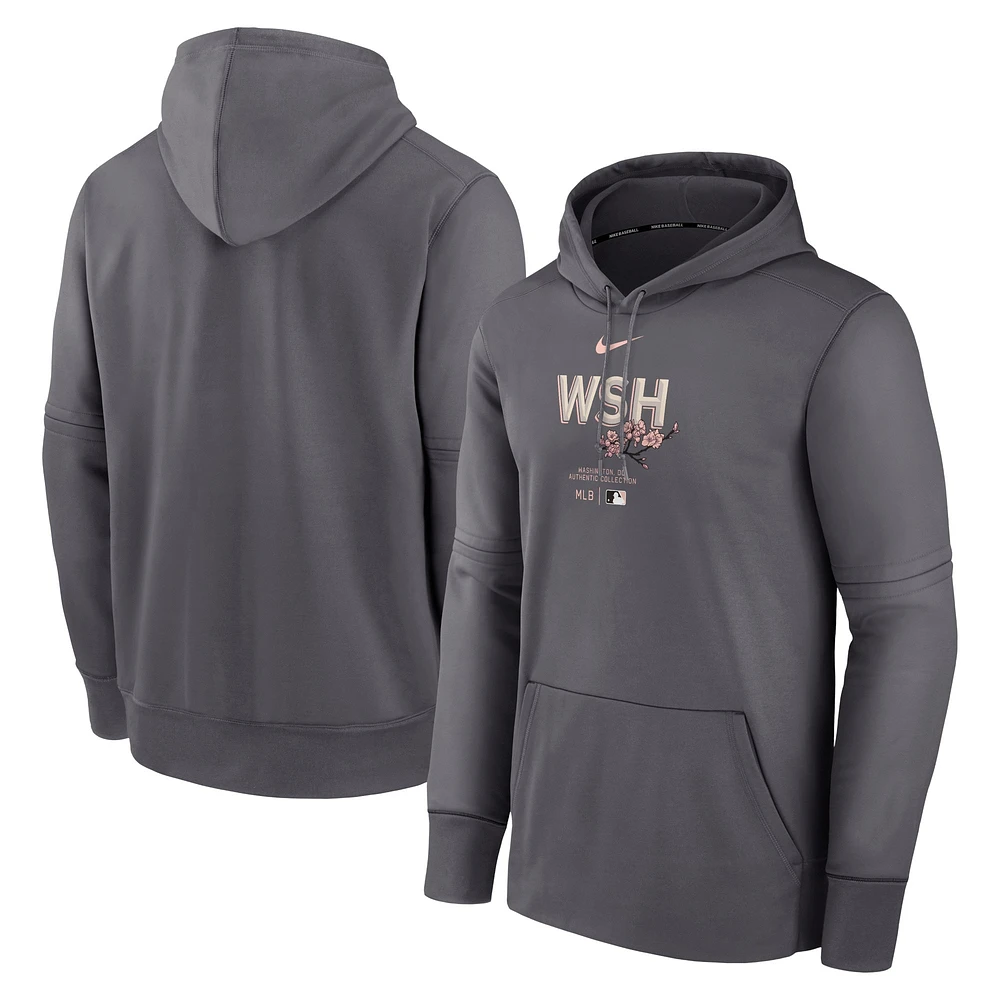 Sweat à capuche Nike Charcoal Washington Nationals City Connect Practice Performance pour homme