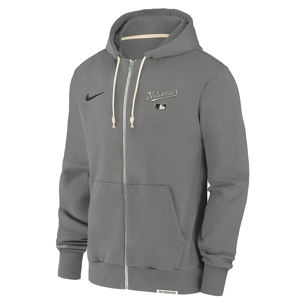 Men's Nike Charcoal Washington Nationals Authentic Collection Travel Performance Full-Zip Hoodie