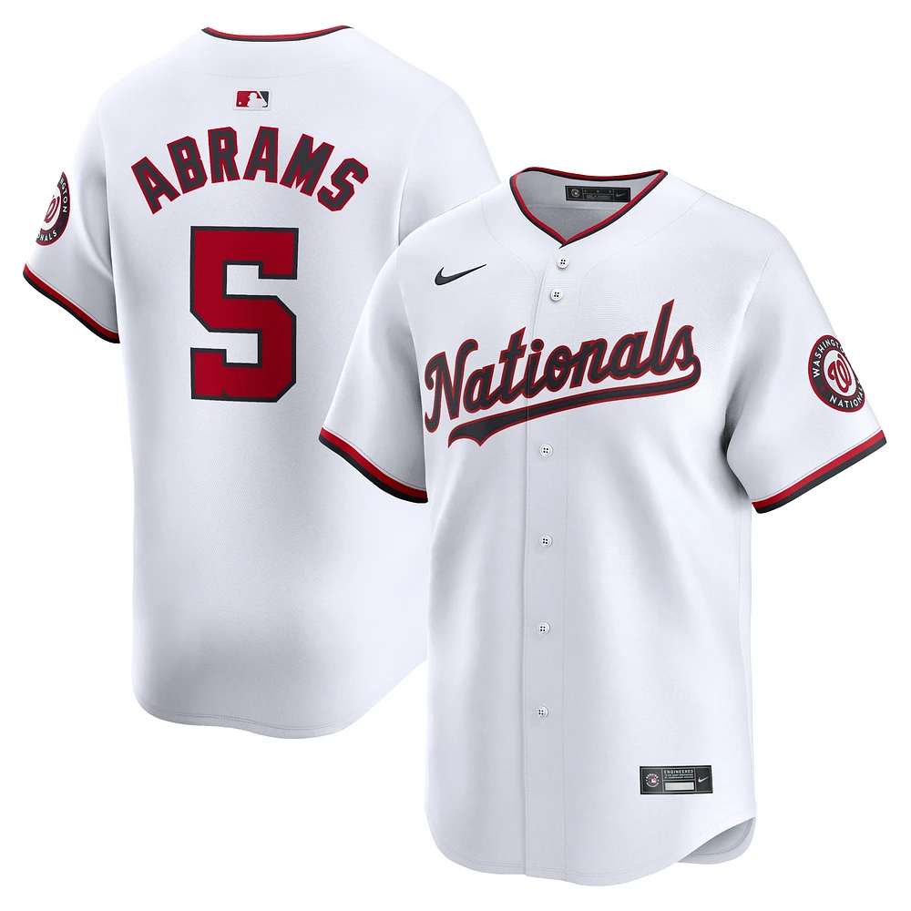 Men's Nike CJ Abrams White Washington Nationals Home Limited Player Jersey