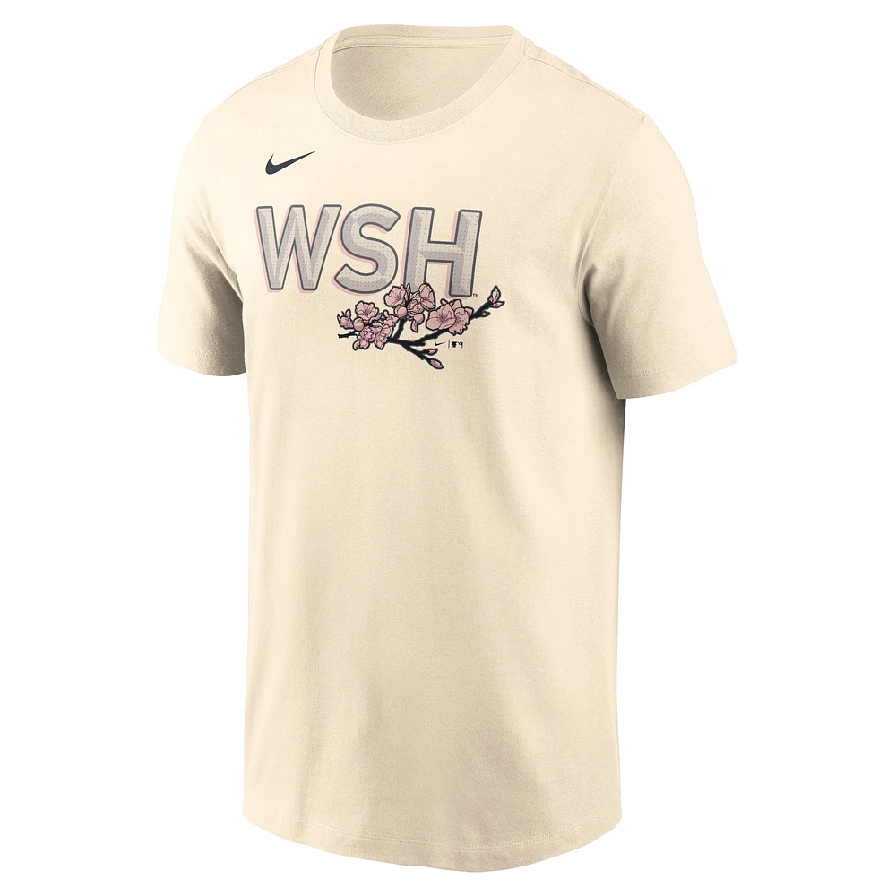 T-shirt Nike crème pour hommes des Nationals de Washington City Connect avec le mot-symbole