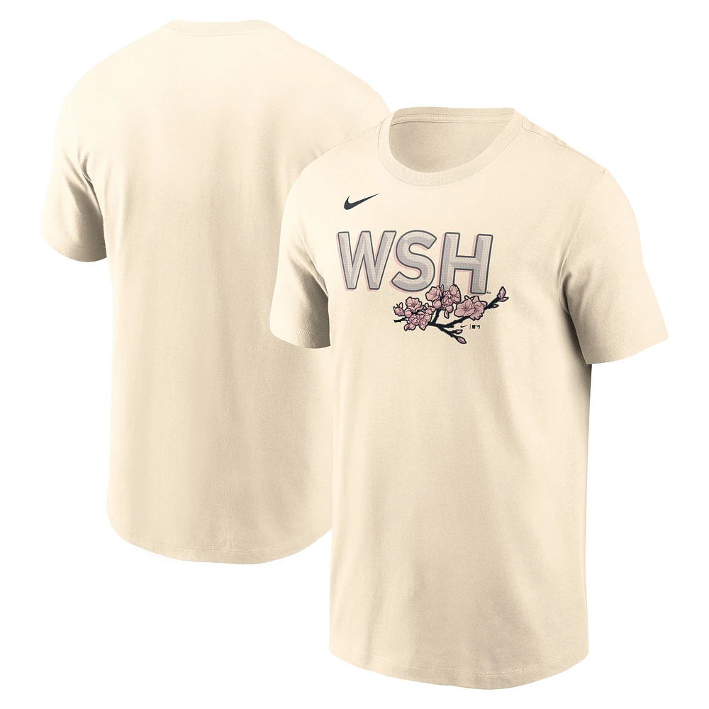 T-shirt Nike crème pour hommes des Nationals de Washington City Connect avec le mot-symbole