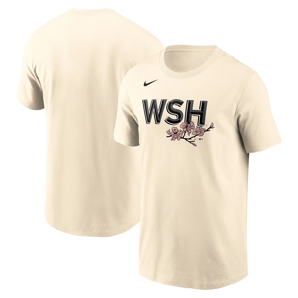 T-shirt Nike City Connect Wordmark pour homme des Washington Nationals crème