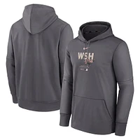 Men's Nike Heather Gray Washington Nationals Authentic Collection City Connect Performance Pullover Hoodie