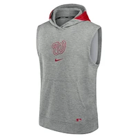 Sweat à capuche sans manches Nike Heather Grey Washington Nationals Authentic Collection Early Work Performance pour hommes