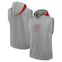 Sweat à capuche sans manches Nike Heather Grey Washington Nationals Authentic Collection Early Work Performance pour hommes