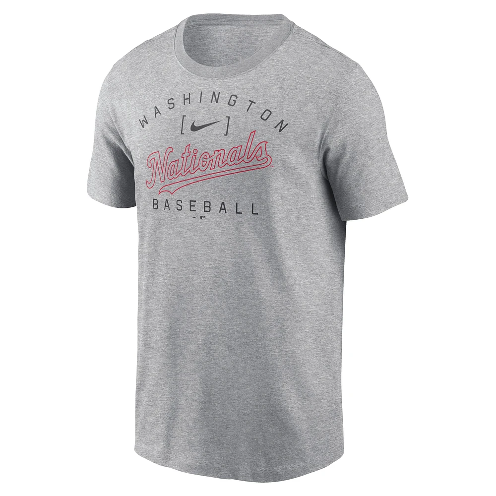 T-shirt Nike Heather Grey Washington Nationals Home Team Athletic Arch pour homme