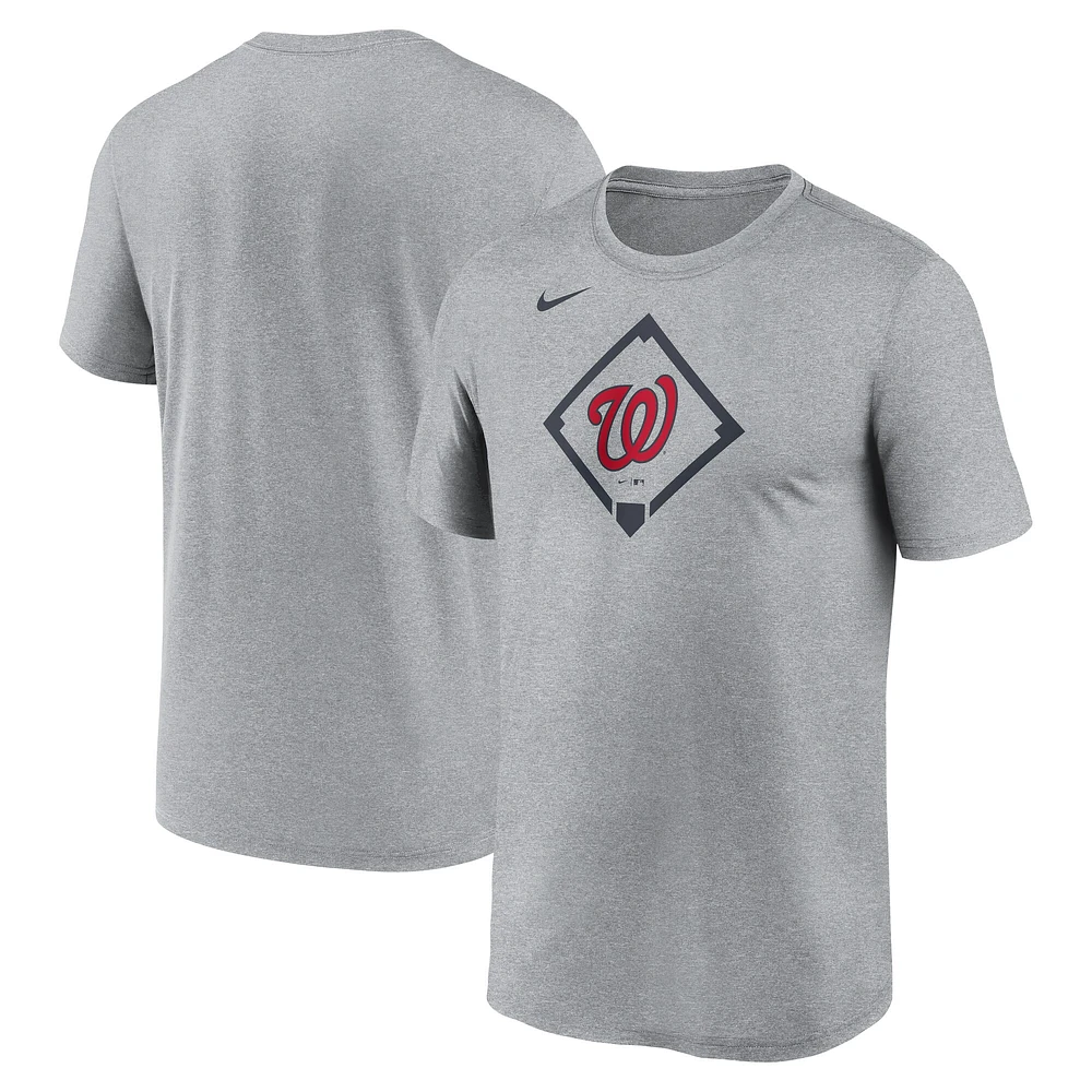 T-shirt Nike Performance Icon Legend des Washington Nationals pour homme, gris chiné