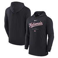 Men's Nike Heather Navy Washington Nationals Authentic Collection Early Work Tri-Blend Performance Pullover Hoodie