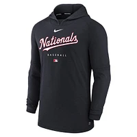 Men's Nike Heather Navy Washington Nationals Authentic Collection Early Work Tri-Blend Performance Pullover Hoodie